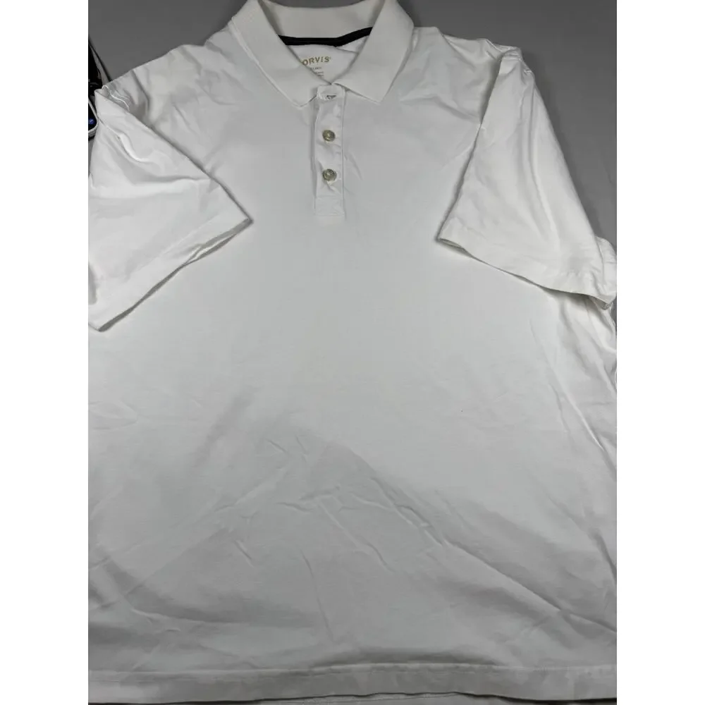Orvis Polo Shirt XL White 100% Cotton Short Sleeve Classic Casual Made Peru - Picture 2 of 15
